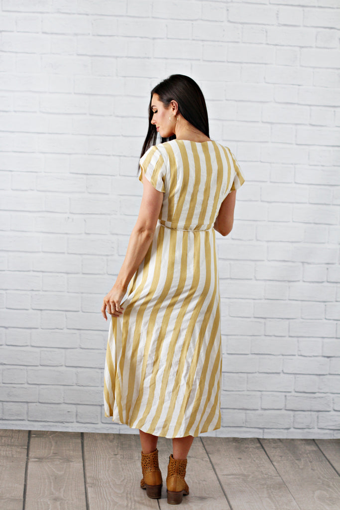 Vici Mustard Striped Dress